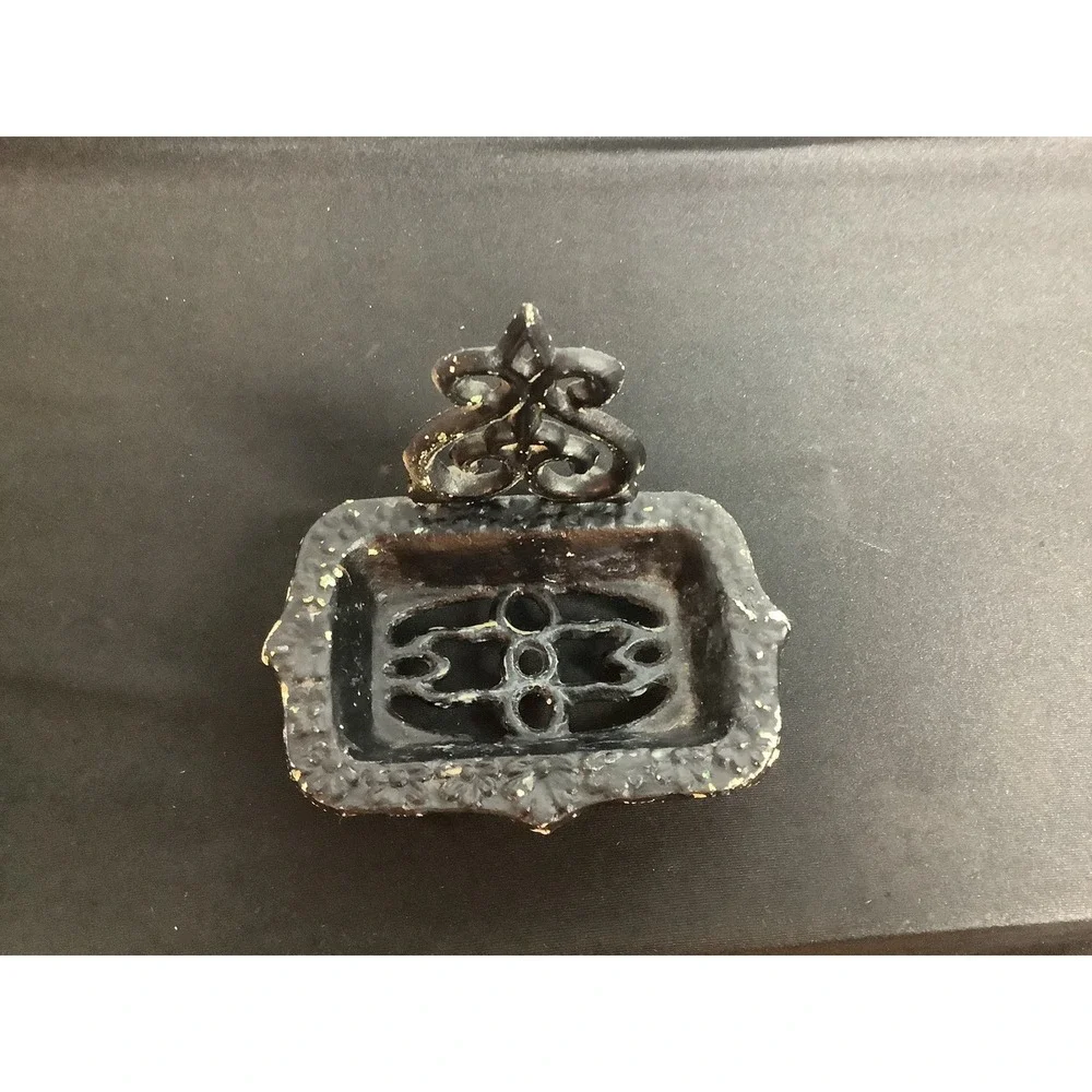 Vintage Cast Iron Soap Dish | Ornate Victorian Revival Style | Freestanding Tray